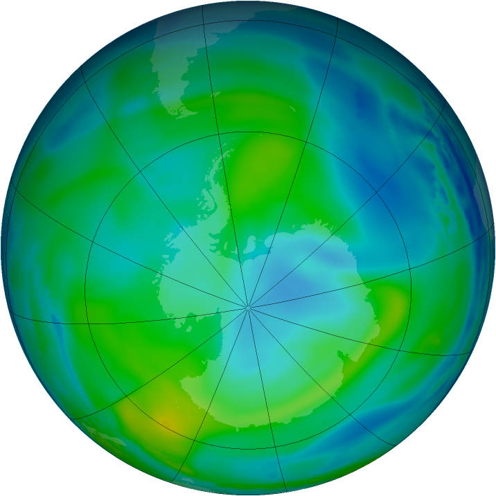 Antarctic ozone map for 06 June 1993